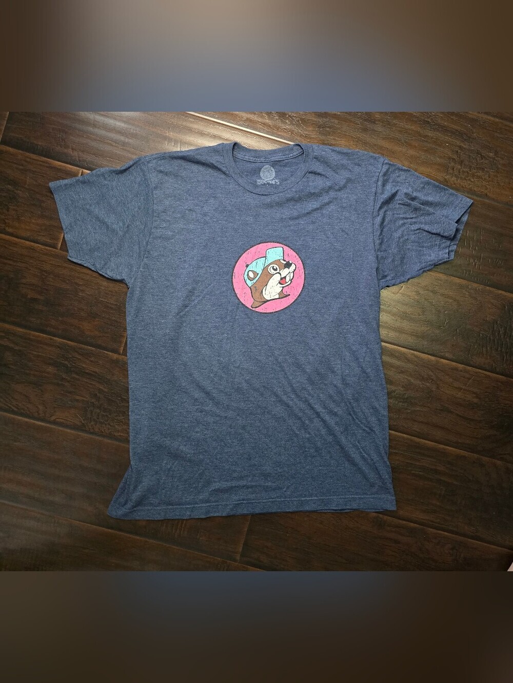 Buc-ees Blue Casual Stretch Short Sleeve Tee Shirt Adult Large